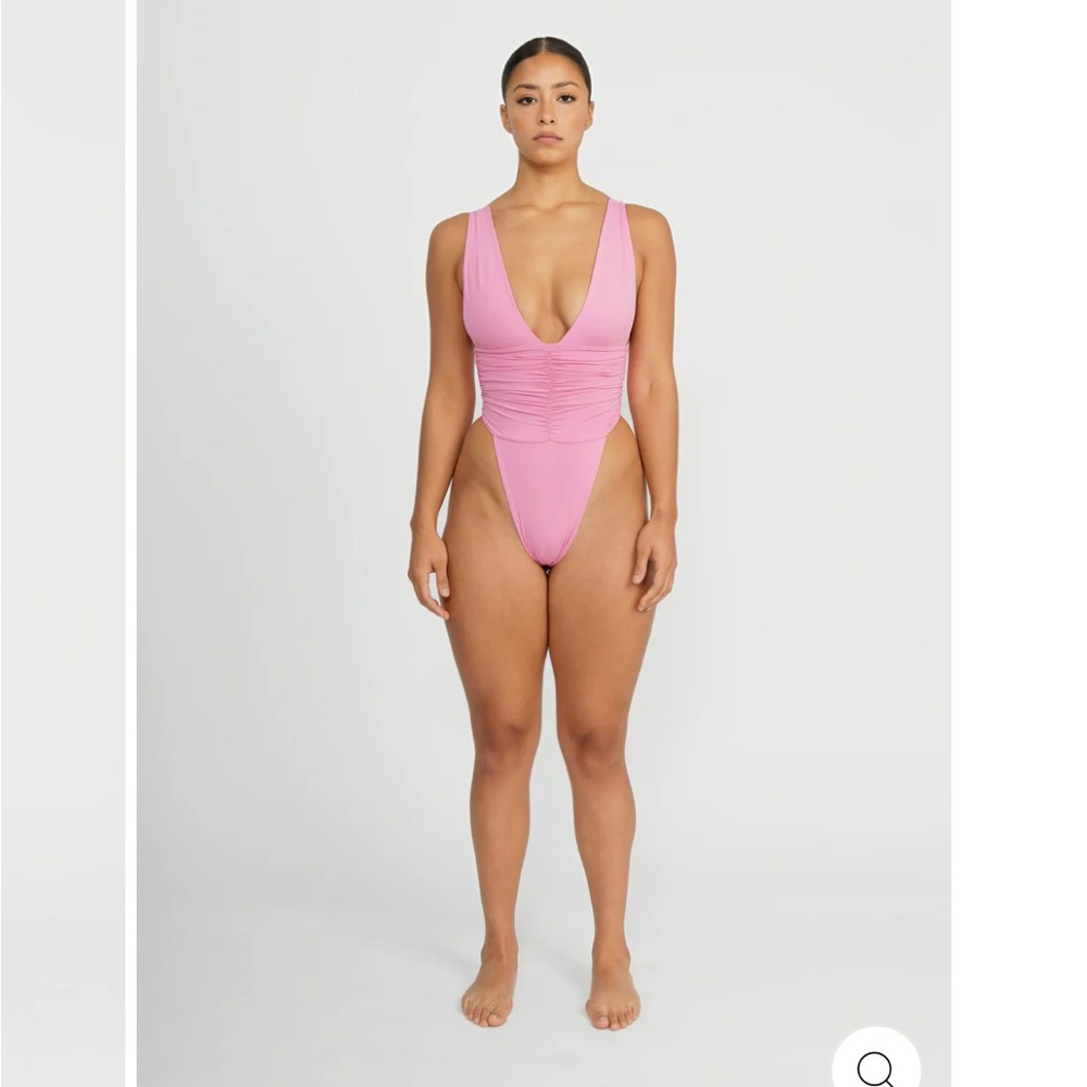 Riot Swim Pink Ruched One-Piece Swimsuit